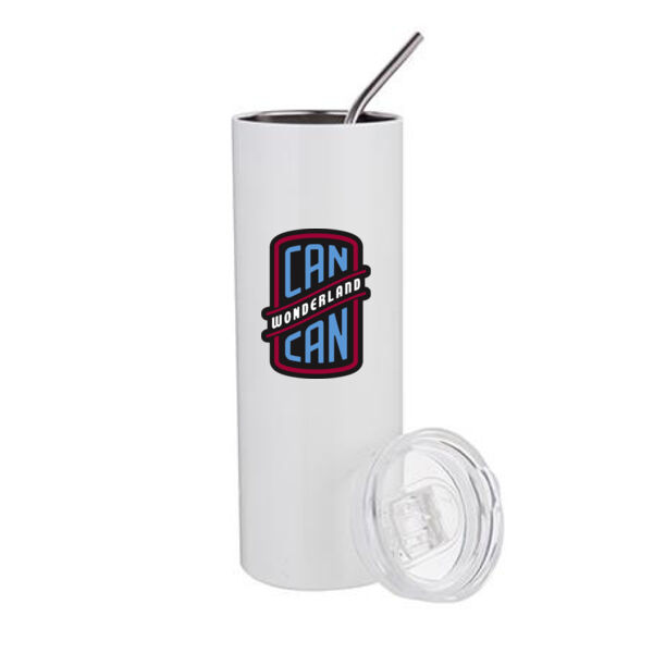 20 oz Stainless Steel Tumbler with Metal Straw & Lid - Sublimated Logo Thumbnail
