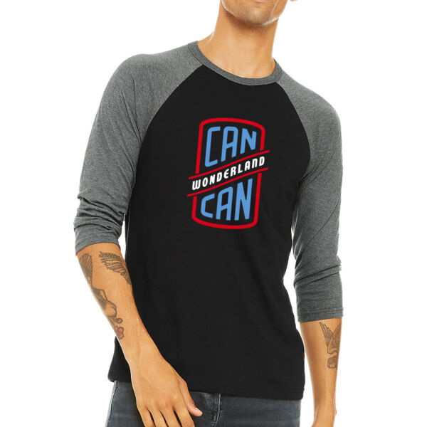 BELLA + CANVAS - Unisex Three-Quarter Sleeve Baseball Tee - Screen Print Logo Thumbnail