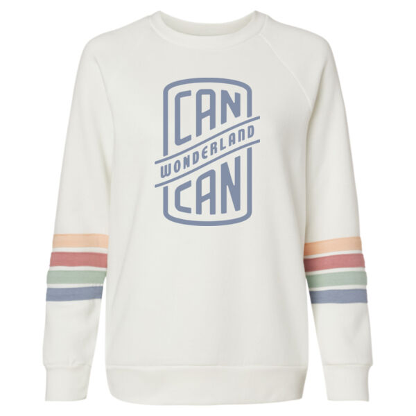 MV Sport - Women's Striped Sleeves Crewneck Sweatshirt - Printed Logo Thumbnail